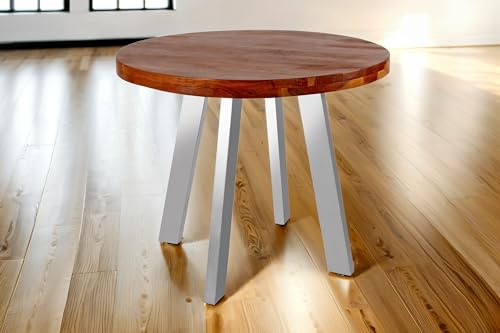 SAM Runder Esstisch Sophia Ø 120 cm Akazie nussbaum 4-Fuß-Gestell Silber