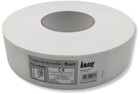 KNAUF® Kurt Fugendeckstreifen - 75m Rolle - reißfester Papier-Bewehrungsstreifen zur Verspachtelung von Gipskartonplatten und Gipsfaserplatten