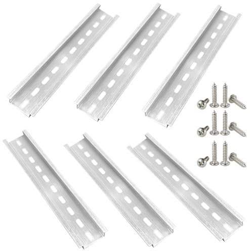 Gentpovth 6 Stücke Aluminium Schiene, Hutschiene Rostfrei Tragschiene,für Verteilerschrank Schaltschrank Einbau Metall Schienenmontage(35mm Breit, 200 mm Lang, 7,5 mm Hoch)