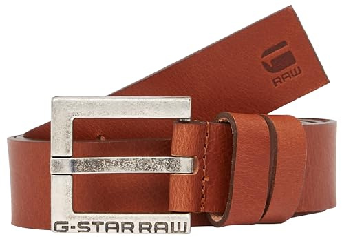 G-STAR Men's New Duko Gürtel Belt, Mehrfarben (Antic Silver/Cognac D23106-3127-4678), 90