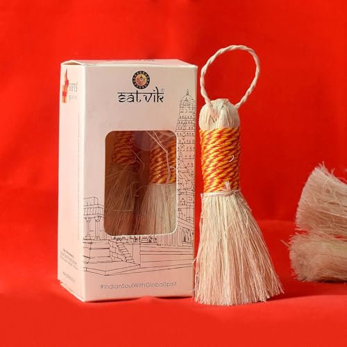 Satvik 1 Pc 5 Inch Banana Broom/Jhadu for Puja |Mandir/Temple Eco-Friendly Handcrafted Broom Puja Room | Banana Stem Leaf Fibre Brom for Dusting (Cleaning) Pooja Samagri Religious Hindu Ritual Items