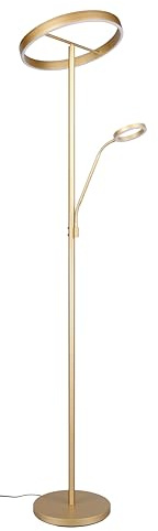 Trio Leuchten LED Stehleuchte Willis 449510279, Metall Goldfarbig, 39 + 5.5 Watt LED, Lichtfarbe einstellbar, dimmbar, Goldfarben