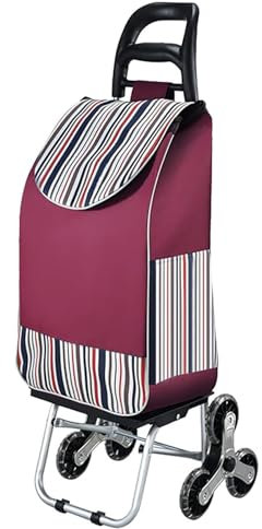 LKYLGYU Faltbarer Einkaufswagen 50 L, Multifunktionaler Einkaufswagen Treppensteiger Tragkraft 50 kg, 2-in-1 Treppensteiger-Einkaufswagen, Einkaufstrolley (Rot)