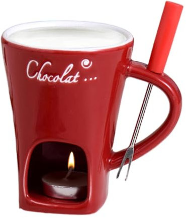 Taza De Fondue De Chocolate, Taza De Fondue De Chocolate De Cerámica Con Tenedor Y Vela De Té, Chocolate Queso Mantequilla Tazas De Fusión, Set Creativo De Fondue Con Vela De Té Para Reuniones
