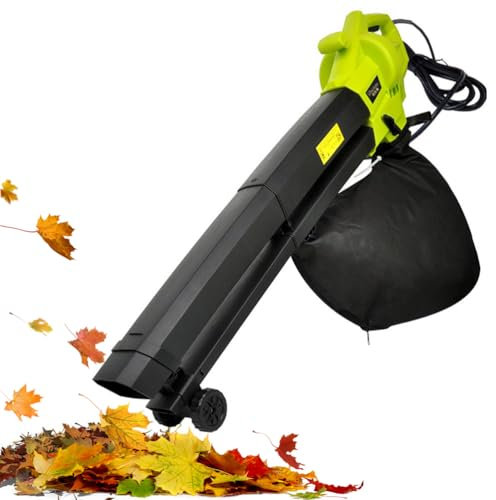 Soffiatore per Foglie 3 in 1, Aspirafoglie E Trinciatrice da 3000 W, Soffiatore per Foglie con Cavo, Grande Sacco di Raccolta da 40 Litri, Cavo da 10 M, Ruote E Tracolla, Trinciatrice Leggera per