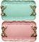 Cayway 2 PCS Vintage Resin Tray, Vintage Decorative Tray, Bow-Knot Resin Dish Plate for Towel Tray, Fruit Trays Rings Bracelets Earrings Holder, Green and Pink