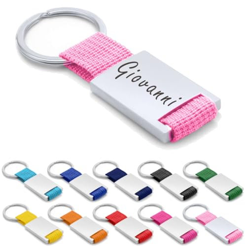 ibera gifts - Portachiavi personalizzato in metallo/poliestere - con nome per personalizzati casa uomo personalizzabile auto (Rosa)