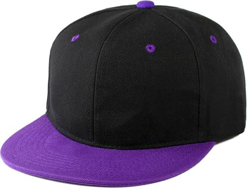 YeeHeen Casquette snapback à visière plate réglable Hip Hop Casquette de baseball pour homme et femme, noir/violet, taille unique