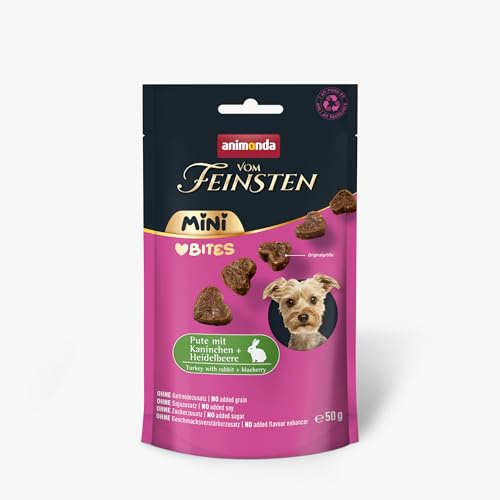 animonda vom Feinsten Mini Hundesnacks Love Bites Kaninchen und Heidelbeere (10 x 50g), Premium Hundesnacks getreidefreie Hundeleckerlis für ausgewachsene kleine Hunde