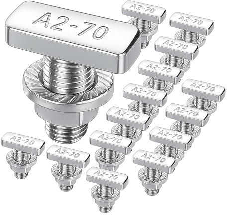 Jyvex 15 Stück Hammerkopfschrauben M8x20 Edelstahl A2-70, Hammerkopfschraube mit Sperrzahnmuttern Flanschmuttern M8 Schrauben für PV Solar Montageschienen Gewächshaus und Photovoltaik-Montage