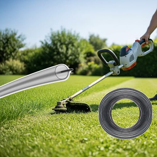 Hochleistungs-Trimmerfaden 2,7 mm x 15 m Rundprofil Grau, robuster Mähfaden für Rasentrimmer & Motorsense, langlebiger Zweikomponenten-Faden für Garten- & Landschaftspflege