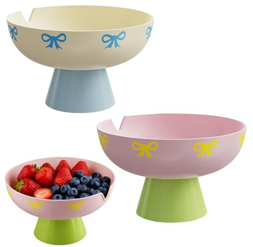 duisoad 2 Stück Obstschalen 24 x 16 cm Runder Obstkorb Obstschale für Küche, Esstisch, Hotel, Hochzeit, Party, Abnehmbar, Wasser Filtern