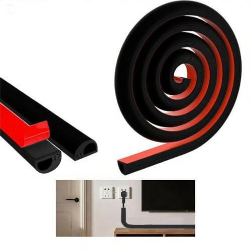 Kabelkanal Schwarz Selbstklebend, Kabel Verstecken, Mini Kabelkanal Flexibel, Kabelschacht, Kabel Kanal, Kabelleiste Wand, Kabeltunnel, Kabelschacht Selbstklebend für Böden Wände Fliesen 3m
