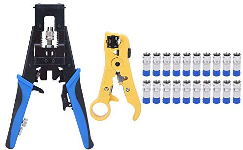 Koaxialkabel Abisolierzange und Crimpzange, Kompressionszange für F Stecker Sat Kabel, RG6 RG59 RG11 - Präzise Verarbeitung, Ergonomischer Griff, Für Netzwerk und TV - Anwendunge