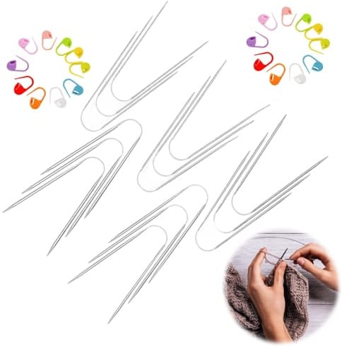 15-teiliges Rundstricknadel Set, Rundstricknadeln aus Edelstahl in 5 Größen | Stricknadeln Set 2–4 mm für Socken, Pullover, Schals und Mützen, inklusive 30 Maschenmarkierer, feine Rundstricknadeln für vi