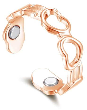 Zolkamery Vital Ring, 2026 Neu Silber Magnetring für Damen, Anti Anxiety Ring mit Magnete, Einfach/Blume/Herz/Wellen Verstellbar Vitalring für Besseren Schlaf, Magnet Ring zur Gewichtsabnahme