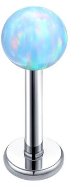 Homxi Nasenpiercing Ring mit Silber Blau Grün 16 Gauge (3mmx1.2x10mm), Opal mit Blumenaufsatz, G23 Titan Nasenpiercing Damen