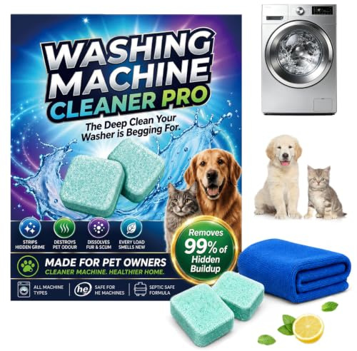 PrimeDrum Washing Machine Cleaner Pro, 12 Pieces Washing Machine Pro Cleaners, Enzyme Deep Clean Tablets for Pet Hair Remove and Eliminates Odor, Freshen Drum, for All Washing Machines，1 Box