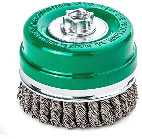 Lessmann Zopf-Topfbürste mit Stützring 80 mm 20 Z ROH glatt 0,50 mm Gew. M 14, 484817
