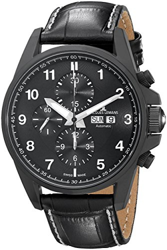 JACQUES LEMANS Herren-Armbanduhr XL Liverpool Automatic Chronograph Automatik Leder 1-1750C