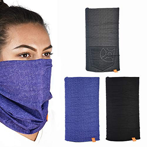 Oxford Comfy Neck Warmers Jeans Balaclava (Pack of 3) - Denim/Grey/Black, One Size