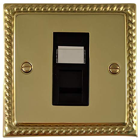 G&H Brassware MB61B Georgian Polished Brass RJ45 Socket - Black