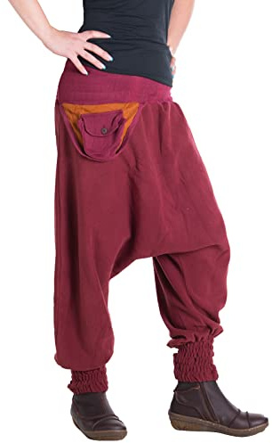 Vishes - Alternative Bekleidung - Warme Thermo Haremshose aus Fleece mit Tasche und weichem Jersey Bund