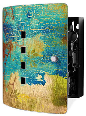 banjado Design Schlüsselkasten aus Edelstahl für 10 Schlüssel/Schlüsselbox zur Schlüsselaufbewahrung 24 x 21,5 x 7cm groß mit praktischem Magnetverschluss/Motiv Patina