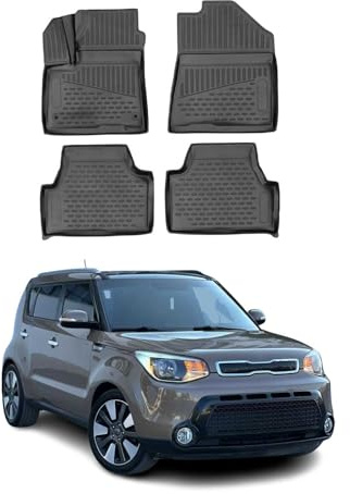 OMAC Fußmatten für Kia Soul 2014-2019 TPE 4X Schwarz | Gummimatten, Automatten, Allwetter, fahrzeugspezifisches Produkt, Antirutsch, 3D-Passform, wasserdicht