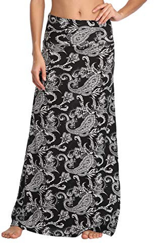 EXCHIC Femmes été Plage Bohème élastique Yoga Maxi Jupes Taille Haute Longues Tube Jupe(M, 5)