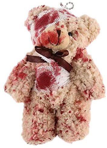 VALICLUD Halloween Schlüsselbund Puppe Schlüsselanhänger Punk-Stil Schlüsselanhänger Blutig Verletzter Bär Halloween Anhänger