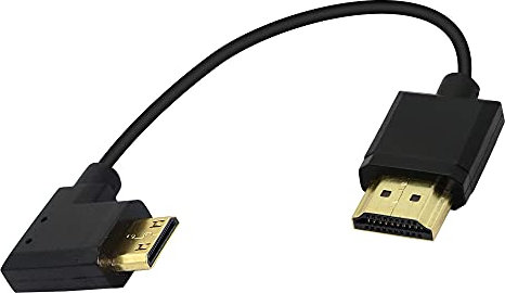 PNGKNYOCN Mini HDMI auf HDMI Kabel 15cm 90 Grad High-Speed 4K Mini HDMI Stecker auf HDMI Stecker Kurzes Kabel Unterstützt Ethernet, 3D, Audio Return (black left)