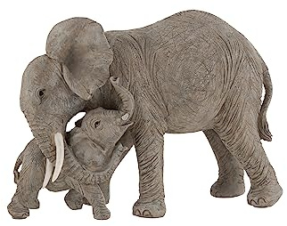J-Line Dekoration Elefant Umarmung – Polyresin – Grau - H 20.5 cm