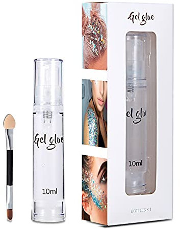 GL-Turelifes Body Art Glitter Tattoo Glue 10 ml Quick Dry Primer Colla Gel con una spazzola di spugna per il corpo Chunky Glitter & ombretto Glitter trucco