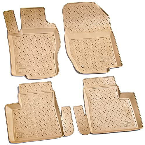 Recambo 3D Gummi Fußmatten kompatibel für Mercedes ML-Klasse W164 | 2005-2011 | Auto Gummimatten | Passgenau | mit Rand | beige