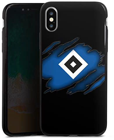 Slim Case extra dünn kompatibel mit Apple iPhone X Silikon Handyhülle schwarz Hülle Hamburger SV HSV Offizielles Lizenzprodukt