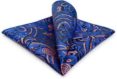 S&W SHLAX&WING Herren Einstecktücher für Anzüge Orange Blau Luxusgeschenk für Herren Pocket Square