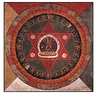 Tibetischer Thangka-Stickerei-Wandteppich Mit Rahmen, Glückssymbole, Mandala-Kunstdruck Für Yoga-Schlafzimmer-Dekoration (Color : Rresin Frame, Size : 30x30cm)
