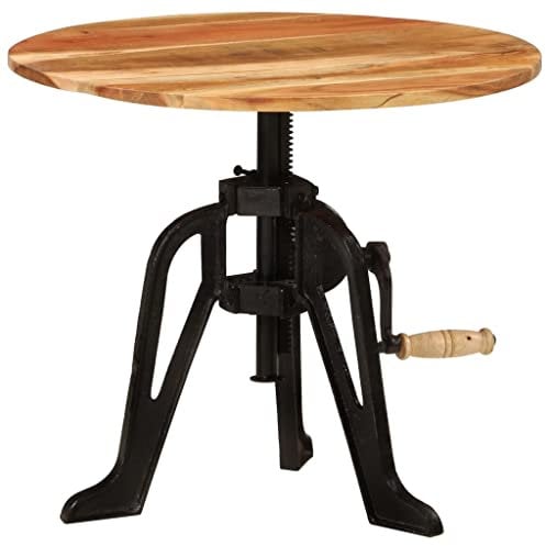 vidaXL Beistelltisch Höhenverstellbar Couchtisch Wohnzimmertisch Sofatisch Kaffeetisch Teetisch 60x(42-62) cm Massivholz Akazie Gusseisen