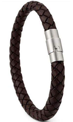 Simaru pulsera de cuero, elegante pulsera trenzada patrón Made in Germany con cierre de bayoneta de acero inoxidable para hombres y mujeres