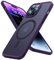 TORRAS Magnetic Designed for iPhone 14 Pro Max Case [12FT Military Grade Drop Tested] [20W Super Magnetic] Shockproof Translucent Hard Back Slim Fit Thin Matte Case iPhone 14 Pro Max Cover Purple
