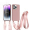 vrupin Funda Compatible con iPhone 14 Pro.con (2 x Protector Pantalla)con Cuerda Case con Ajustable Cordón.Silicona Líquida Funda-Loto Color