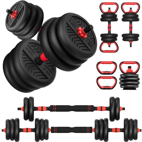Adjustable Weights Dumbbells Set, Free Weights Workout Equipment Used as Barbell/Kettlebells/Push up Stand, Fitness Workout Equipment for Home Gym for Youth,Women/Men, 20lb (10lb*2)