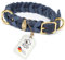 CopcoPet Hundehalsband aus Fettleder 50–55 cm x 25mm Marineblau – Geflochtenes Lederhalsband – Messing mit Dornschließe – Robust & verstellbar – Für große Hunde, ideal für Alltag & Training