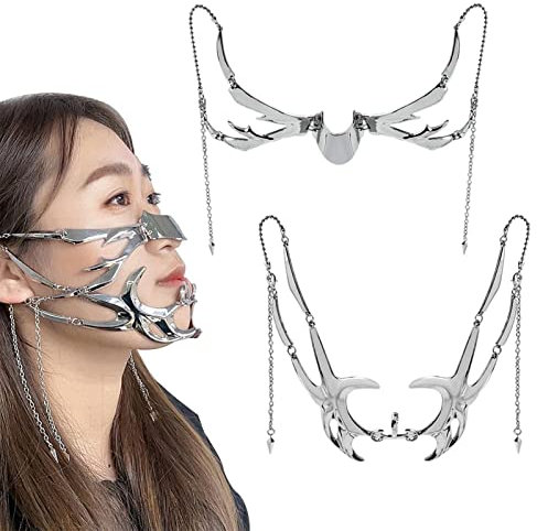 shangjia Steampunk Gesichtsschutz Silber - Metallische Maskerade-Gesichtsdekoration | Metall-Cyborg-venezianische halbe Gesichtsmaske für -Kostü -Stütze