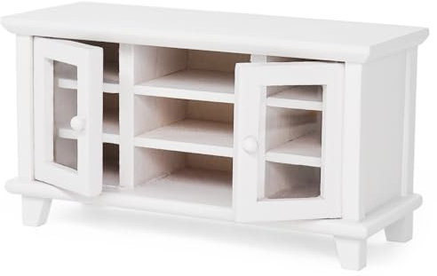 Odoria Escala 1/12 Miniaturas Mueble TV Accesorios Casa de Muñecas, Blanco