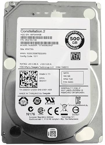 MIDTY Disco duro para disco duro interno de 500 GB 3,5 pulgadas SATA 6 Gb/S 64 MB 7200 RPM para disco duro de servidor para disco duro 00X3Y ST9500620NS