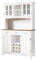 GiantexUK Kitchen Storage Cabinet, Wooden Freestanding Cupboard with 4 Cabinet, 3 Drawers, 9 Wine Compartments, Glass Doors & Adjustable Shelves, Large Tall Buffet Sideboard for Living Room (White)