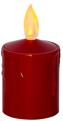 MARELIDA LED Kerze Grablicht mit Dämmerungssensor Mini Kunststoffkerze Grabkerze Motivkerze Freidhofskerze Trauerlicht flackernd - H: 11,5cm - für Außen (rot)