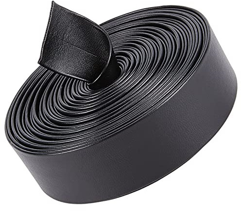 GORGECRAFT 25mm Breite Umklappbare Lederstreifen 5m Lederbesatzband Riemen Aus Kunstlederimitat Schwarze Genarbte Litschi-Lederschnur Flache Lederschnur Für Heimwerker Nähen Säumen Kunsthandwerk